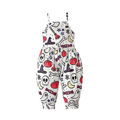 Baby Kid Girls Color-blocking Cartoon Halloween Jumpsuits
