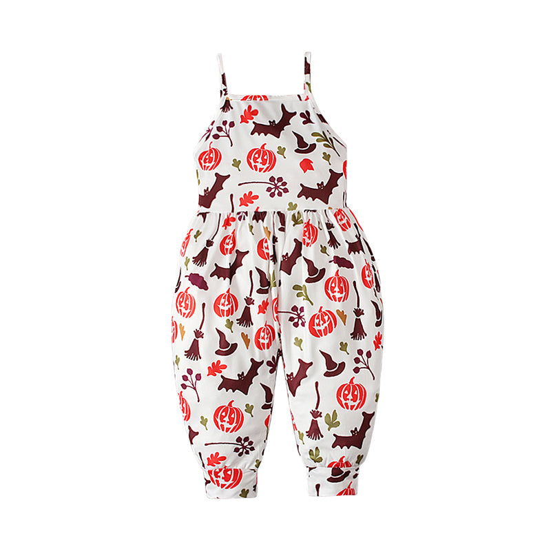 Baby Kid Girls Color-blocking Cartoon Halloween Jumpsuits