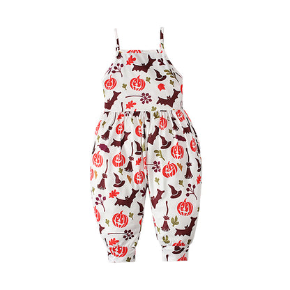 Baby Kid Girls Color-blocking Cartoon Halloween Jumpsuits