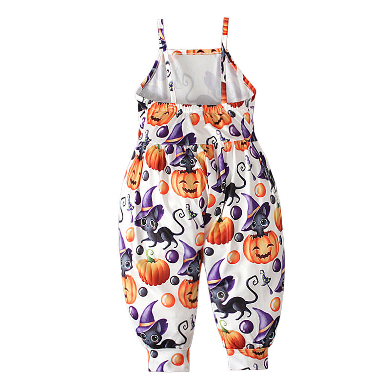 Baby Kid Girls Color-blocking Cartoon Halloween Jumpsuits