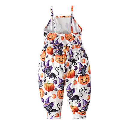 Baby Kid Girls Color-blocking Cartoon Halloween Jumpsuits