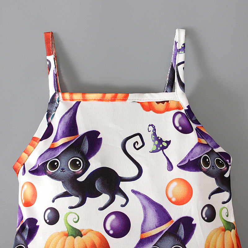 Baby Kid Girls Color-blocking Cartoon Halloween Jumpsuits