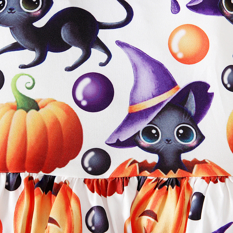 Baby Kid Girls Color-blocking Cartoon Halloween Jumpsuits