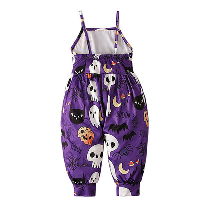 Baby Kid Girls Color-blocking Cartoon Halloween Jumpsuits
