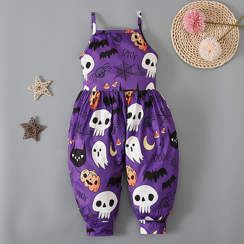 Baby Kid Girls Color-blocking Cartoon Halloween Jumpsuits