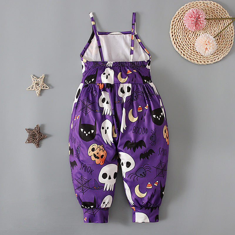 Baby Kid Girls Color-blocking Cartoon Halloween Jumpsuits