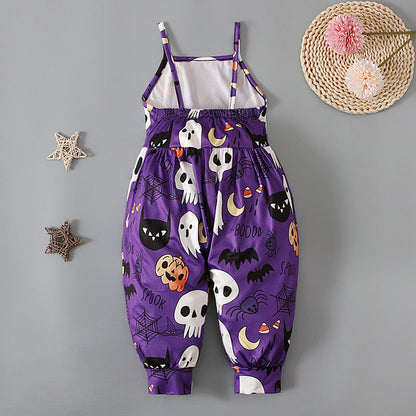 Baby Kid Girls Color-blocking Cartoon Halloween Jumpsuits
