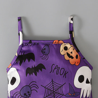 Baby Kid Girls Color-blocking Cartoon Halloween Jumpsuits