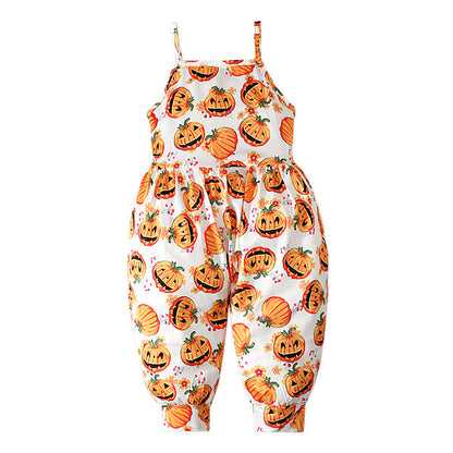 Baby Kid Girls Color-blocking Cartoon Halloween Jumpsuits