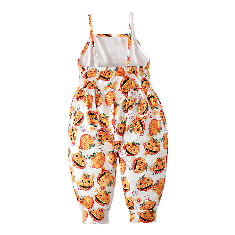 Baby Kid Girls Color-blocking Cartoon Halloween Jumpsuits