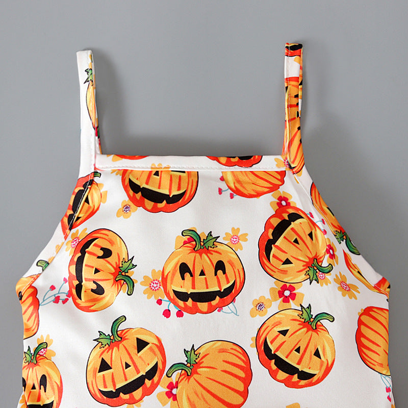 Baby Kid Girls Color-blocking Cartoon Halloween Jumpsuits