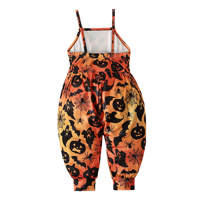 Baby Kid Girls Color-blocking Cartoon Halloween Jumpsuits