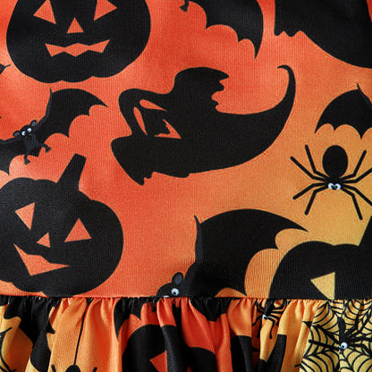 Baby Kid Girls Color-blocking Cartoon Halloween Jumpsuits