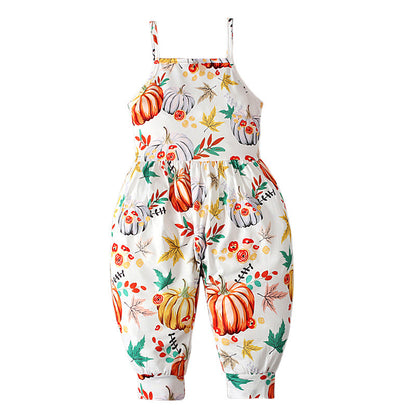 Baby Kid Girls Color-blocking Cartoon Halloween Jumpsuits