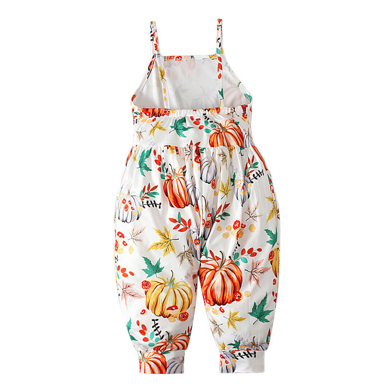 Baby Kid Girls Color-blocking Cartoon Halloween Jumpsuits