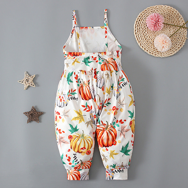 Baby Kid Girls Color-blocking Cartoon Halloween Jumpsuits