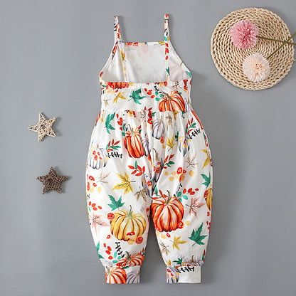 Baby Kid Girls Color-blocking Cartoon Halloween Jumpsuits