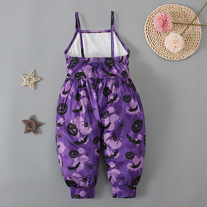 Baby Kid Girls Color-blocking Cartoon Halloween Jumpsuits