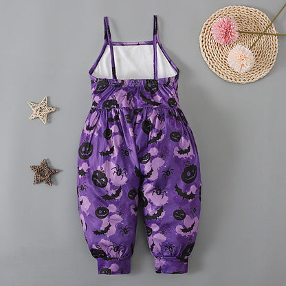 Baby Kid Girls Color-blocking Cartoon Halloween Jumpsuits