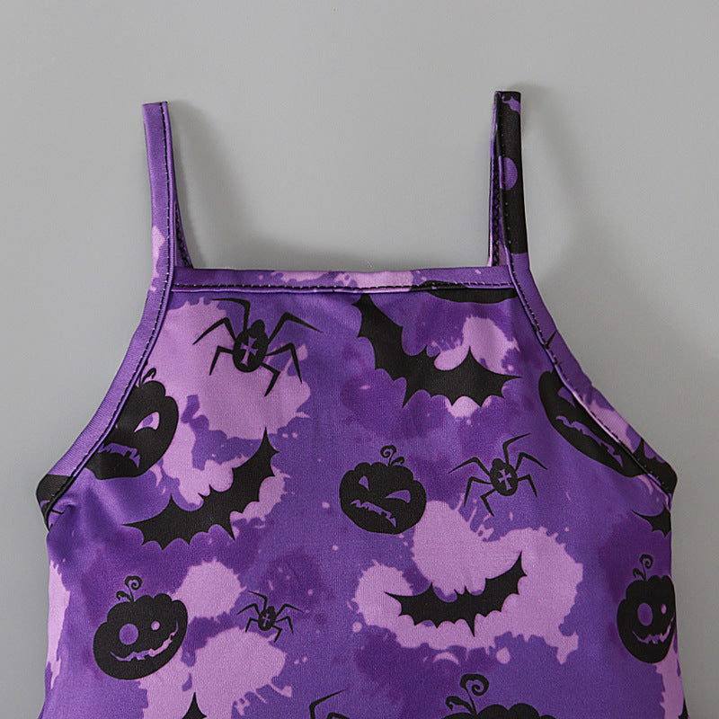 Baby Kid Girls Color-blocking Cartoon Halloween Jumpsuits