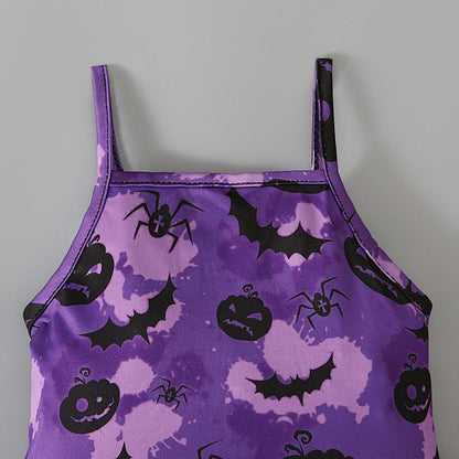 Baby Kid Girls Color-blocking Cartoon Halloween Jumpsuits