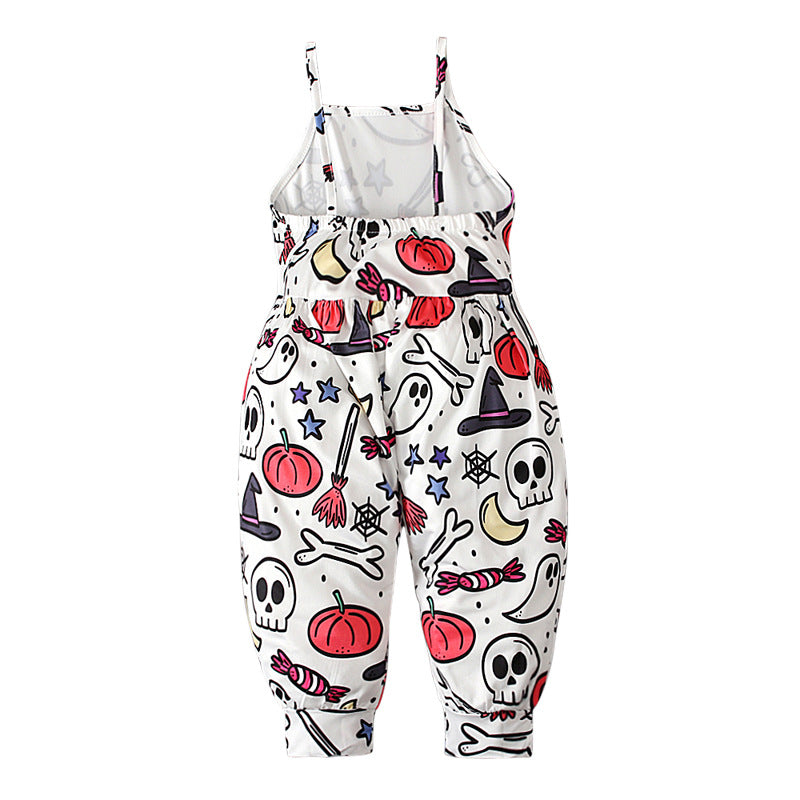 Baby Kid Girls Color-blocking Cartoon Halloween Jumpsuits