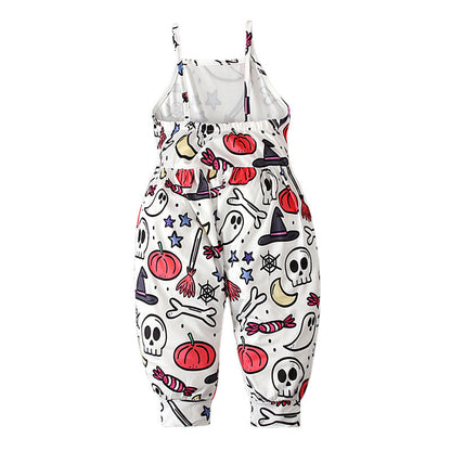 Baby Kid Girls Color-blocking Cartoon Halloween Jumpsuits