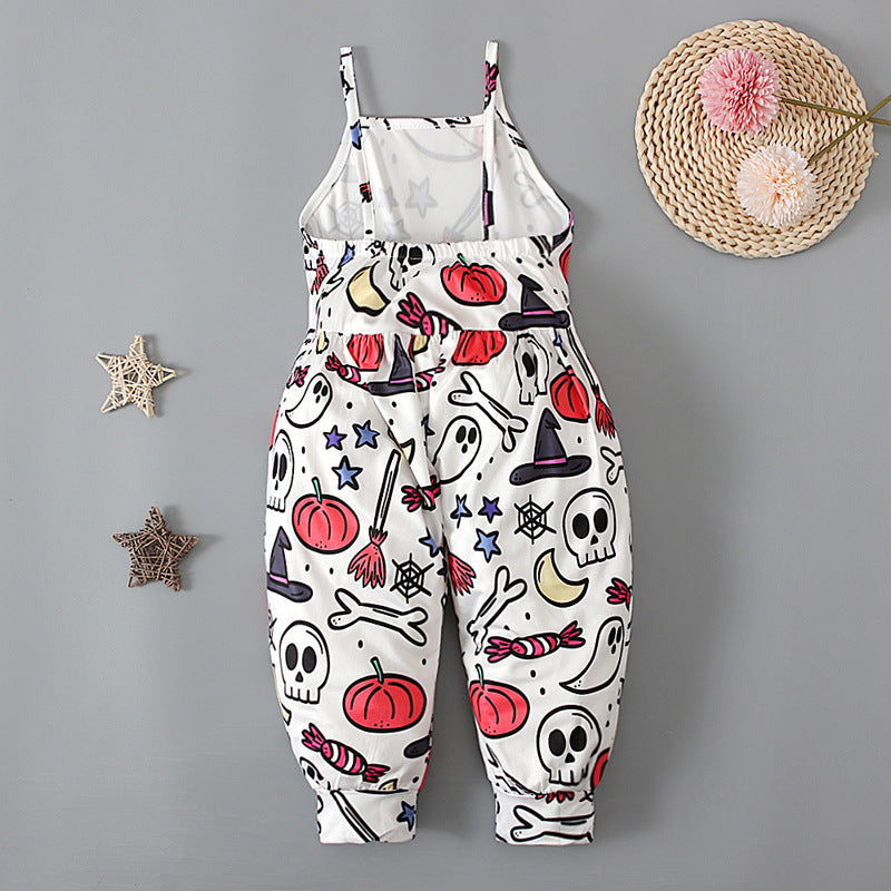 Baby Kid Girls Color-blocking Cartoon Halloween Jumpsuits