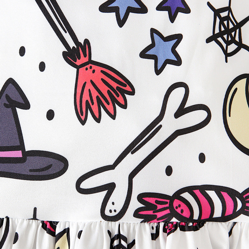 Baby Kid Girls Color-blocking Cartoon Halloween Jumpsuits