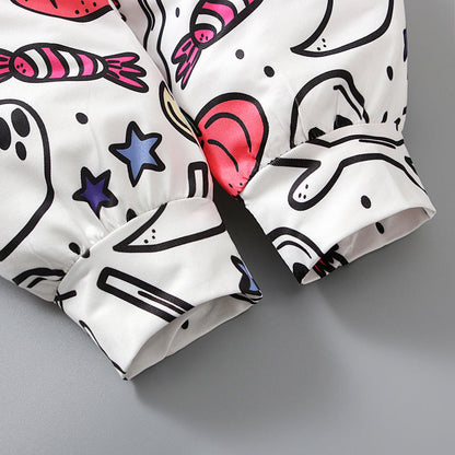 Baby Kid Girls Color-blocking Cartoon Halloween Jumpsuits