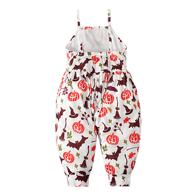 Baby Kid Girls Color-blocking Cartoon Halloween Jumpsuits