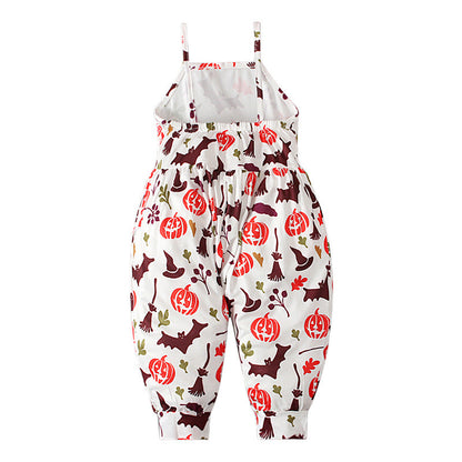 Baby Kid Girls Color-blocking Cartoon Halloween Jumpsuits