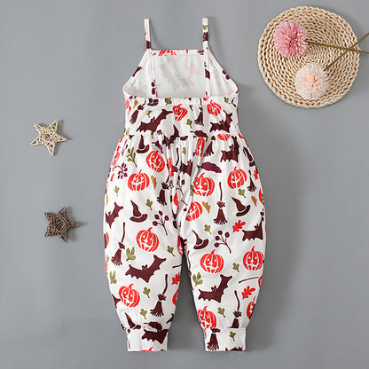Baby Kid Girls Color-blocking Cartoon Halloween Jumpsuits