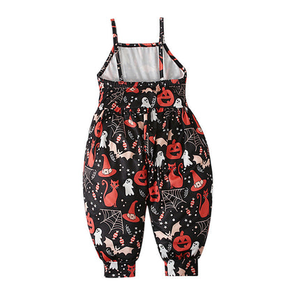 Baby Kid Girls Color-blocking Cartoon Halloween Jumpsuits