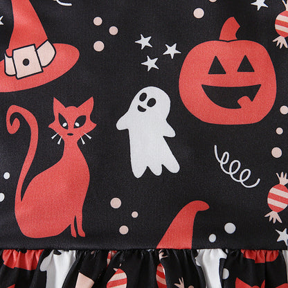 Baby Kid Girls Color-blocking Cartoon Halloween Jumpsuits