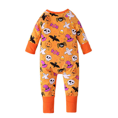 Baby Unisex Color-blocking Cartoon Print Halloween Jumpsuits