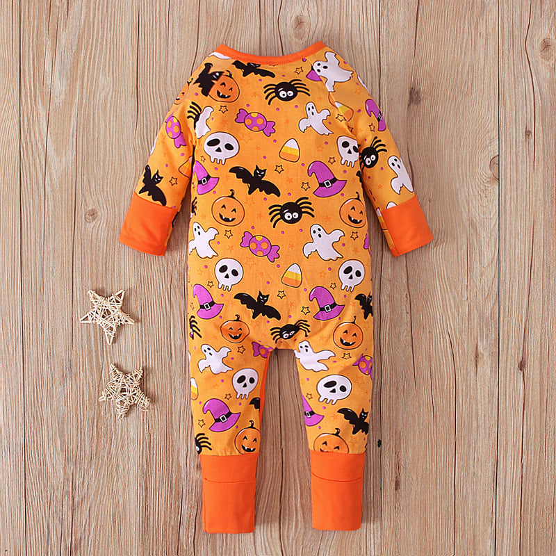 Baby Unisex Color-blocking Cartoon Print Halloween Jumpsuits