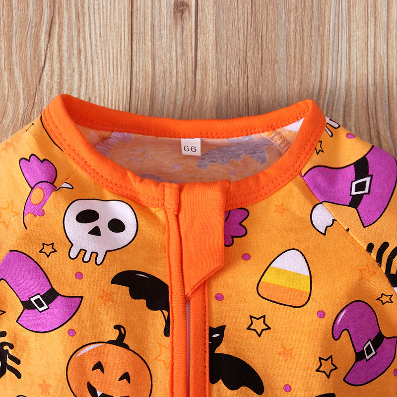 Baby Unisex Color-blocking Cartoon Print Halloween Jumpsuits