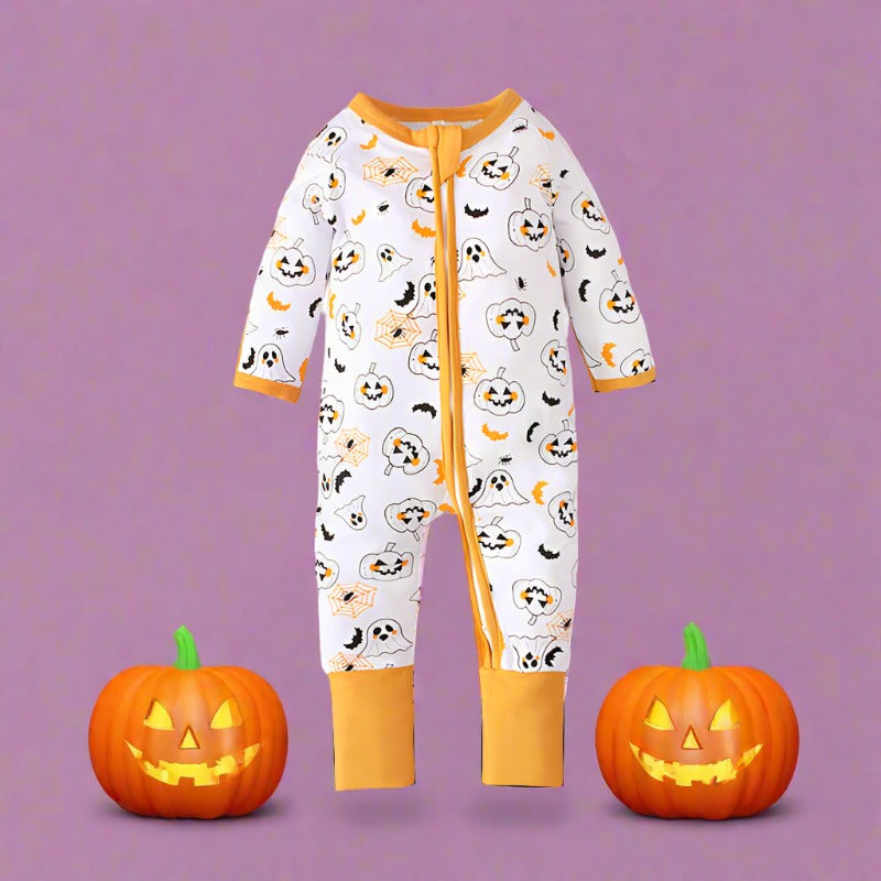 Baby Unisex Color-blocking Print Halloween Jumpsuits