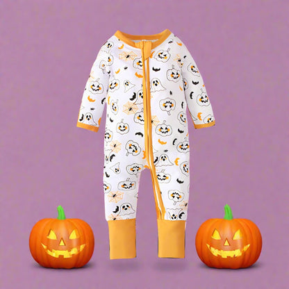 Baby Unisex Color-blocking Print Halloween Jumpsuits