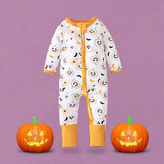 Baby Unisex Color-blocking Print Halloween Jumpsuits