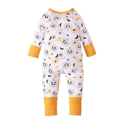 Baby Unisex Color-blocking Print Halloween Jumpsuits