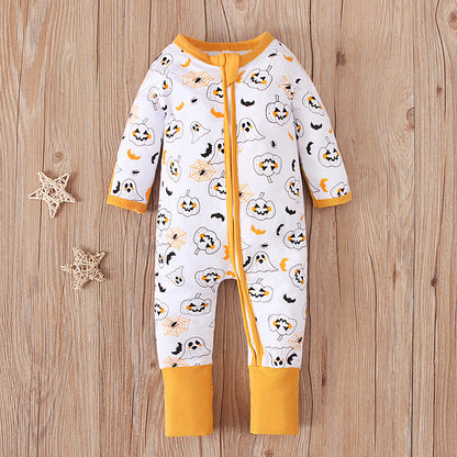 Baby Unisex Color-blocking Print Halloween Jumpsuits