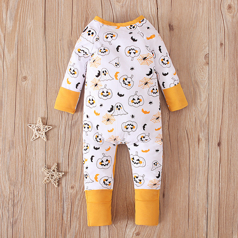 Baby Unisex Color-blocking Print Halloween Jumpsuits