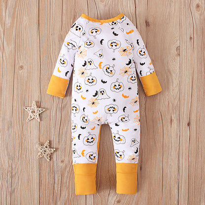 Baby Unisex Color-blocking Print Halloween Jumpsuits