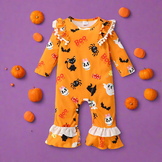 Baby Unisex Color-blocking Cartoon Print Halloween Jumpsuits