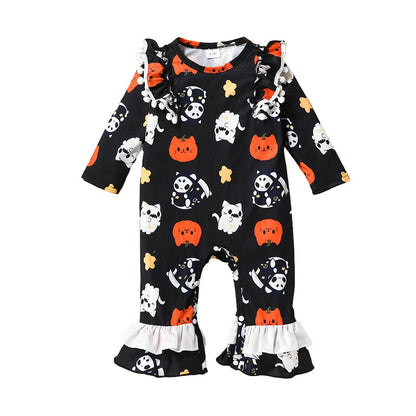 Baby Unisex Color-blocking Cartoon Print Halloween Jumpsuits