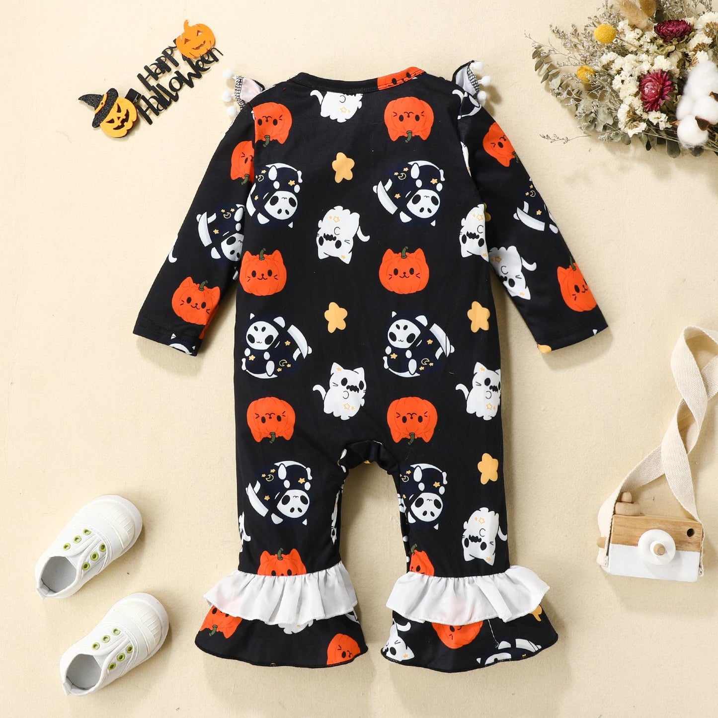 Baby Unisex Color-blocking Cartoon Print Halloween Jumpsuits