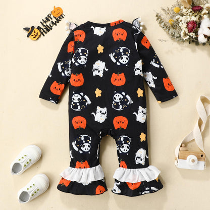 Baby Unisex Color-blocking Cartoon Print Halloween Jumpsuits