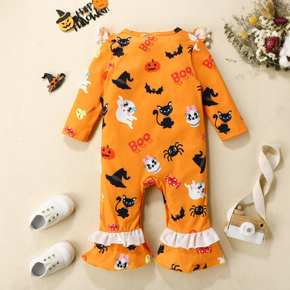 Baby Unisex Color-blocking Cartoon Print Halloween Jumpsuits
